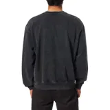 Buzo negro de algodón con cuello redondo, puños y cintura acanalados. Presenta un logo bordado en el pecho.