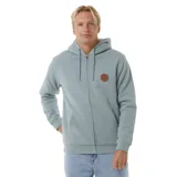 Canguro celeste con cierre frontal, capucha con cordones ajustables, bolsillos laterales y logo de Rip Curl en el pecho.