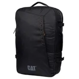 Mochila unisex negra de poliéster ripstop 450D, con correas ajustables para los hombros con malla transpirable, asas laterales de tela, asa de tela, bolsillo frontal con cremallera, correa ajustable para el pecho, compartimento principal trasero con bolsillo acolchado para un ordenador portátil, correas de compresión en los laterales, detalles de cordones y logotipo reflectante estampado.