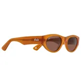 Lentes de sol color naranja con lentes marrones y marco de acetato.