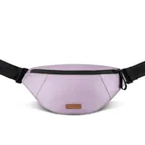 Riñonera reversible en color lila, con compartimento principal y bolsillo lateral, vegana y repelente al agua.