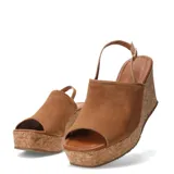 Sandalias Bottero negras con plataforma de corcho y capellada de cuero con pulsera fina con hebilla.