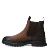 Bota de hombre negra con elástico lateral y diseño robusto, ideal para un look contemporáneo.