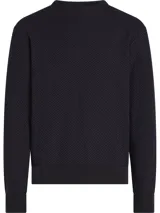 Sweater negro con cuello redondo y textura de panal.