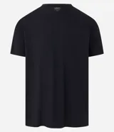 Remera negra de pijama confeccionada en algodón, con cuello redondo y mangas cortas.