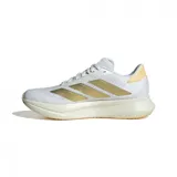 Championes Adidas Duramo SL2 de running para mujer, color blanco con detalles dorados.