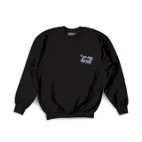 Buzo negro de algodón con cuello redondo y puños y cintura acanalados. Estampado pequeño de un cassette en el frente.