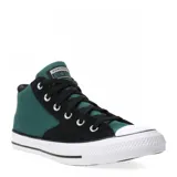 Championes de caña media Converse Malden Street Hi, con capellada dividida en paneles de color verde oscuro y negro.