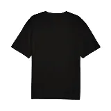 Remera negra de corte clásico con cuello redondo y logo de Puma estampado en el pecho.