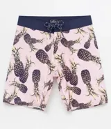 Bermuda de baño masculina con estampado de ananás, ajuste con cordón y bolsillos laterales.