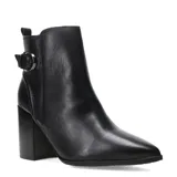 Bota de mujer negra de punta con taco cuadrado y detalle lateral.