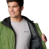 Campera impermeable Columbia Watertight II color verde oliva para hombre, con capucha ajustable, cierre frontal con cremallera, bolsillos laterales con cremallera, puños ajustables con velcro y dobladillo ajustable con cordón. Se puede guardar en su propio bolsillo. Cuenta con tecnología Omni-Tech™ que la hace impermeable y transpirable.