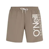 Short de baño color beige con logo O'Neill estampado en blanco.