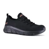 Championes Skechers BOBS Sport Flex Connect Wide Fit, color negro, con capellada de tejido knit técnico monocromático y cordones elásticos.