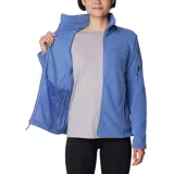 Campera polar Columbia Fast Trek II, color celeste, con cierre frontal, cuello alto y bolsillos laterales con cierre.