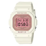 Reloj digital Casio Baby-G color blanco con detalles en rosa.