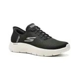 Championes deportivos Skechers Go Walk Flex negros, con capellada de malla y material sintético, cordones elásticos, plantilla Skechers Air-Cooled Memory Foam, amortiguación ligera ULTRA GO y Flex Pillars para soporte adicional.