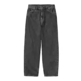 Pantalón de jean negro de corte recto y tiro medio.