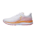 Championes de running blancos con detalles en naranja, amarillo y rosa.