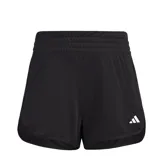 Short deportivo negro de tiro alto con cintura elástica y logo de Adidas en la pierna.