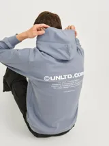 Canguro azul grisáceo con capucha y manga larga, de corte relajado.