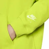 Buzo deportivo Nike color verde flúor con capucha y bolsillo tipo canguro. Presenta el logo "AIR" estampado en el frente y detalles de malla en los hombros.