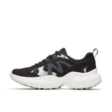 Championes Merrell Clover Tech para mujer, color negro con detalles en gris y plateado. Capellada de malla y material sintético, cordones y correas recicladas, plantilla FloatPro Foam y suela de goma Flexconnect.