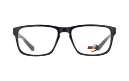 Armazón para lentes de receta MDQ modelo T03, color azul brillante, de forma rectangular.