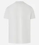 Remera color crudo de algodón, de cuello redondo y manga corta. Presenta un estampado con una bicicleta de carreras y la palabra "Racing".