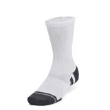 Pack de tres pares de medias deportivas Under Armour Performance, color blanco, de corte 3/4.
