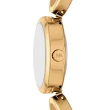 Reloj Michael Kors modelo Maude, con caja ovalada y malla de acero inoxidable color dorado.