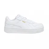 Championes Puma Runtamed Platform blancos con detalles dorados.