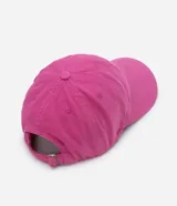 Gorra fucsia de sarga con visera curva y bordado amarillo con la frase "Uma Grande Gostosa".