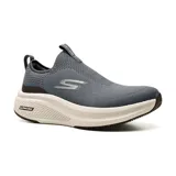 Championes Skechers Go Run Elevate Upraise 2.0 color gris, sin cordones, con capellada de tejido elástico, plantilla Air-Cooled Goga Mat, amortiguación Ultraligera y tecnología M-Strike.