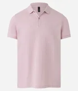 Remera polo de hombre, corte slim, color rosa pálido, confeccionada en tejido de media malla acanalada de algodón.