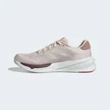 Championes de running Adidas Supernova Stride 2.0, color rosa pálido con detalles en blanco y suela en color borgoña.