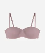 Soutien sin breteles color piel, con copa hueca y tirantes desmontables.