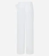 Pantalón pantalona negro de crepé con superposición y lazo lateral.