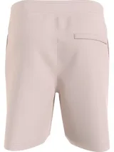 Short deportivo color rosa claro de algodón, con cintura elástica ajustable con cordón, bolsillos laterales y logo de Calvin Klein estampado en la pierna izquierda.