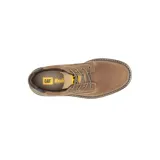 Zapato acordonado Caterpillar Colorado Low 2.0 WP, color marrón, de cuero envejecido impermeable. Cuenta con forro de malla de nylon, plantilla de espuma acolchada, suela de goma duradera y tecnología CleanSport NXT para control de olores.