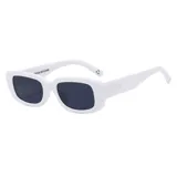 Lentes de sol unisex con marco rectangular transparente y lentes degradadas en tonos marrones.