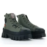 Botas de corte medio con cordones, parte superior de piel de topo liviana y suela gruesa, diseñadas para un estilo urbano y cómodo.