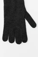 Guantes largos negros de punto fino, confeccionados en mezcla de viscosa y cashmere.