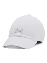 Gorro deportivo tipo visera de color blanco, con visera curva y logo de Under Armour bordado en gris claro en el frente. Cuenta con banda interna HeatGear® para absorción del sudor.