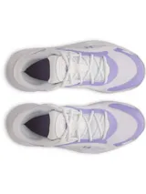 Championes de baloncesto Under Armour UA Jet 25, color blanco con detalles en lila.