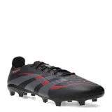 Championes de fútbol Adidas Predator League FG, color negro con detalles en gris y rojo.