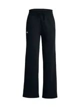 Pantalón de jogging Under Armour para mujer, color negro, de corte recto y tiro medio, con cintura elástica ajustable con cordón.