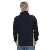 Canguro negro de micropolar con cierre parcial y logo Volcom estampado en el pecho.