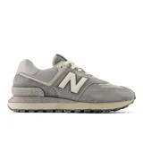 Championes New Balance Unisex modelo 574, color gris con detalles en blanco, confeccionados en gamuza y malla, con logo "N" característico en los laterales y entresuela ENCAP.
