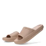 Sandalias tipo slide color celeste, con plataforma y logo de la marca en la tira superior.